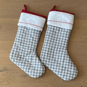 Pottery Barn Kids Gray and White Checkered Stockings